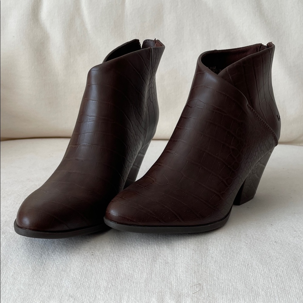 boc Dark Brown Croc-Embossed Ankle Booties - Picture 2 of 8